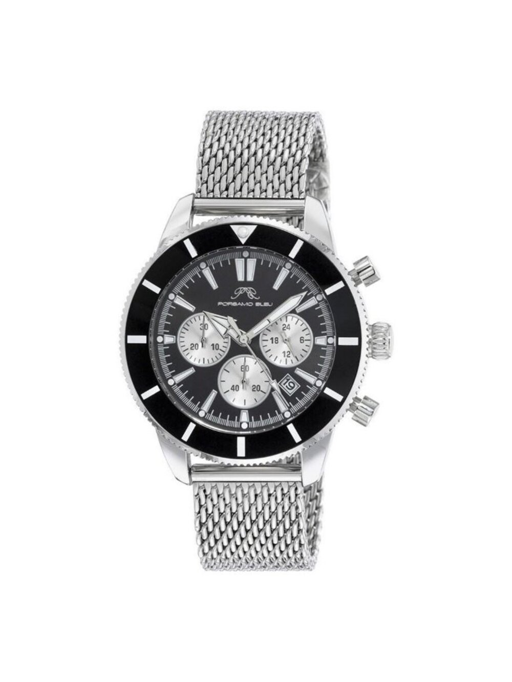 NWT Porsamo Bleu Brandon Chronograph Quartz Black Dial Men's Watch